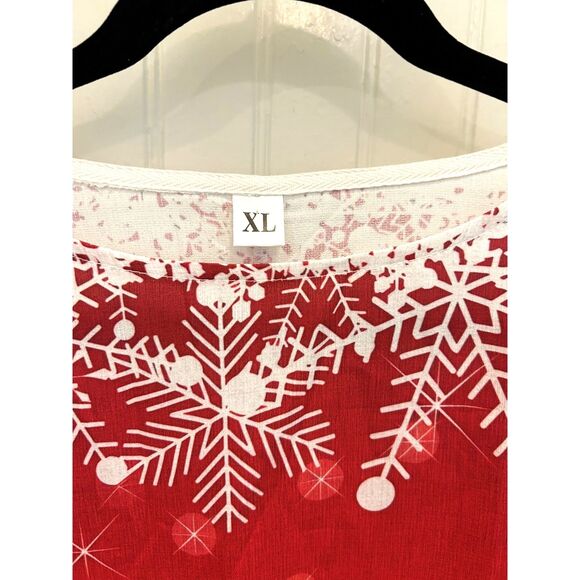 Red and White Holiday Snowflake Blouse - Picture 5 of 5